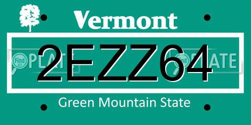 2EZZ64 Vermont License Plate