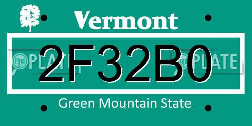 2F32B0 Vermont License Plate