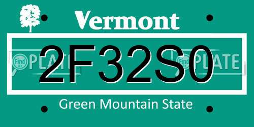 2F32S0 Vermont License Plate