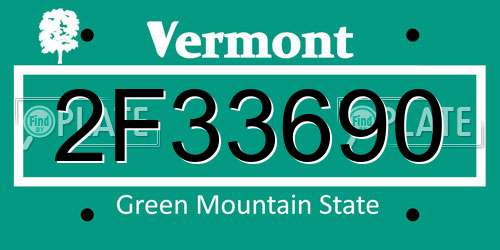 2F33690 Vermont License Plate
