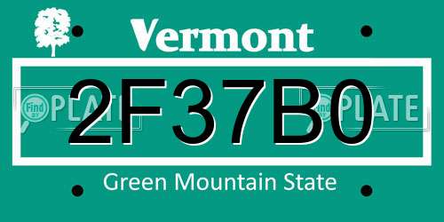 2F37B0 Vermont License Plate