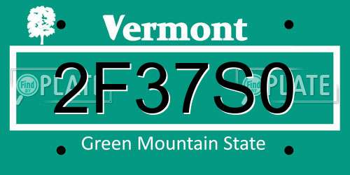 2F37S0 Vermont License Plate