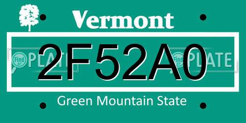 2F52A0 Vermont License Plate