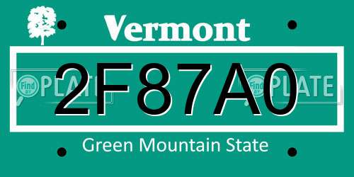 2F87A0 Vermont License Plate
