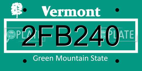 2FB240 Vermont License Plate