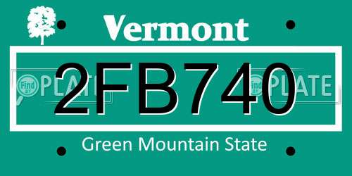 2FB740 Vermont License Plate