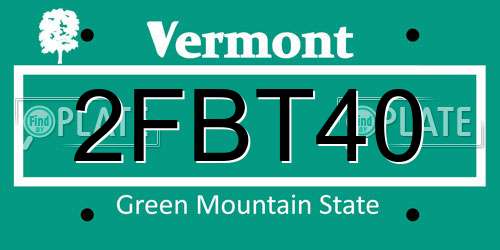 2FBT40 Vermont License Plate