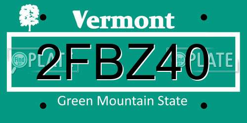 2FBZ40 Vermont License Plate