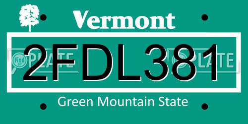 2FDL381 Vermont License Plate