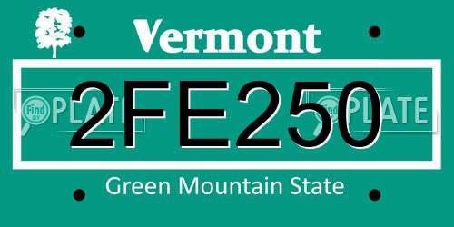 2FE250 Vermont License Plate