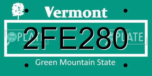 2FE280 Vermont License Plate
