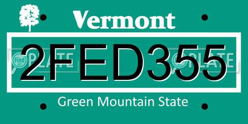 2FED355 Vermont License Plate
