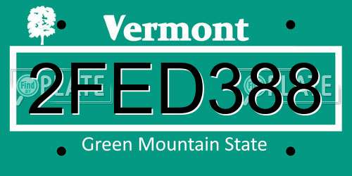 2FED388 Vermont License Plate