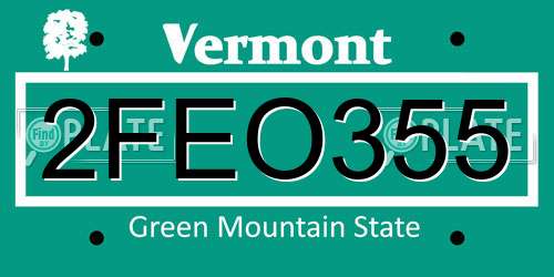 2FEO355 Vermont License Plate