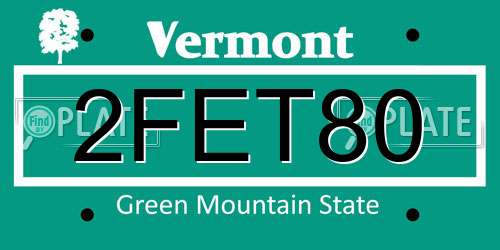 2FET80 Vermont License Plate