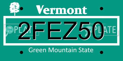 2FEZ50 Vermont License Plate