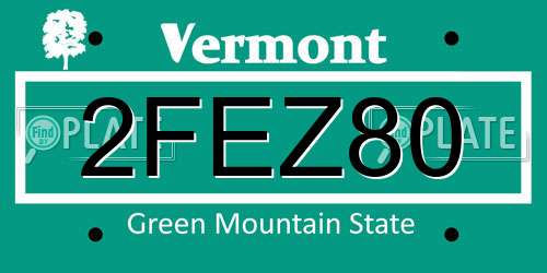 2FEZ80 Vermont License Plate