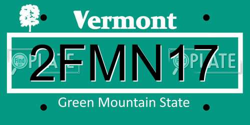 2FMN17 Vermont License Plate