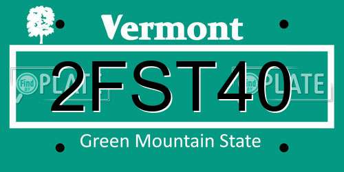 2FST40 Vermont License Plate