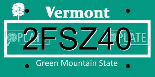 2FSZ40 Vermont License Plate