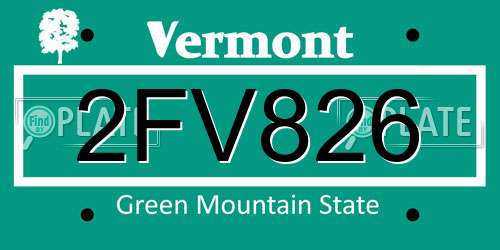 2FV826 Vermont License Plate