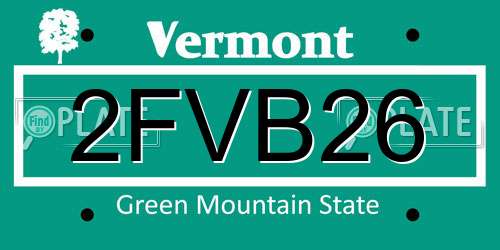 2FVB26 Vermont License Plate