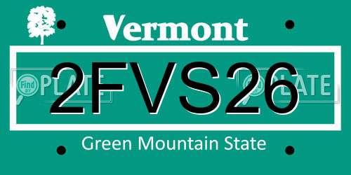 2FVS26 Vermont License Plate