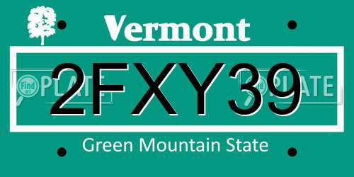 2FXY39 Vermont License Plate