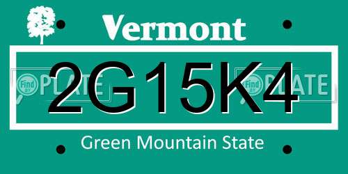 2G15K4 Vermont License Plate