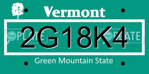 2G18K4 Vermont License Plate