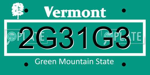 2G31G3 Vermont License Plate