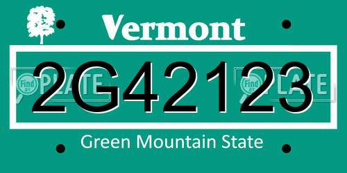 2G42123 Vermont License Plate