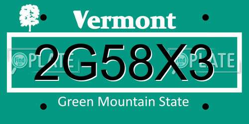 2G58X3 Vermont License Plate