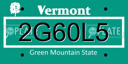 2G60L5 Vermont License Plate
