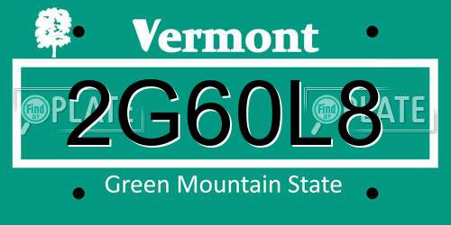 2G60L8 Vermont License Plate