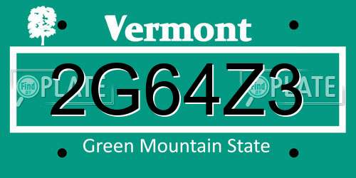2G64Z3 Vermont License Plate