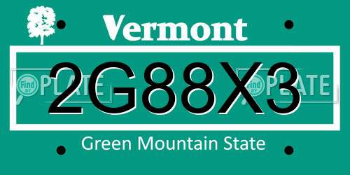 2G88X3 Vermont License Plate