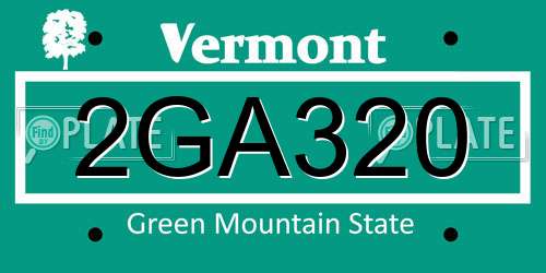 2GA320 Vermont License Plate