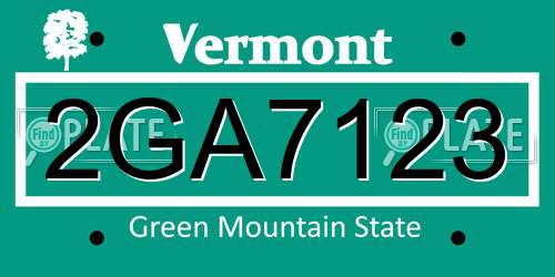2GA7123 Vermont License Plate