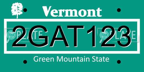 2GAT123 Vermont License Plate