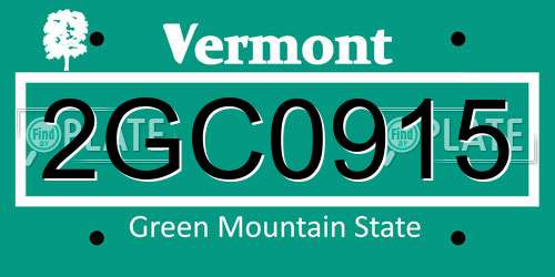 2GC0915 Vermont License Plate