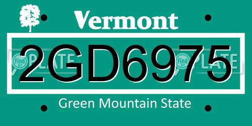 2GD6975 Vermont License Plate