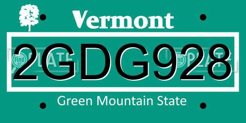 2GDG928 Vermont License Plate