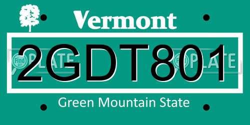 2GDT801 Vermont License Plate