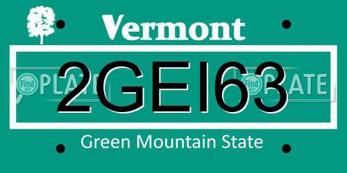 2GEI63 Vermont License Plate