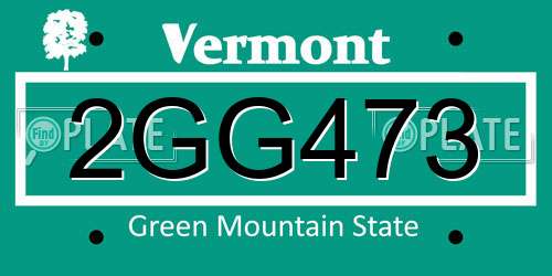 2GG473 Vermont License Plate