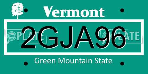 2GJA96 Vermont License Plate