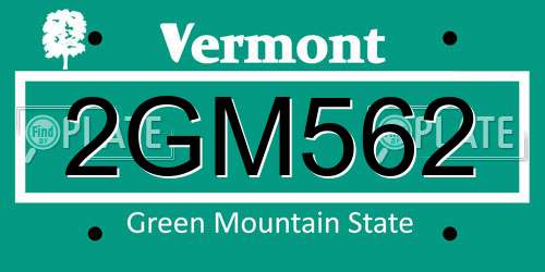 2GM562 Vermont License Plate