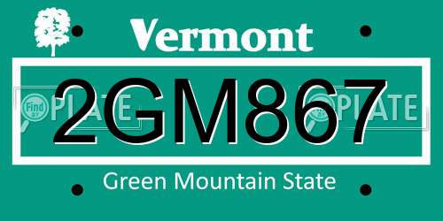 2GM867 Vermont License Plate