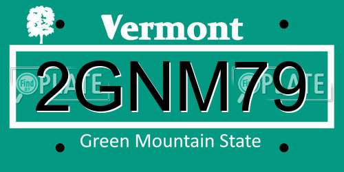 2GNM79 Vermont License Plate